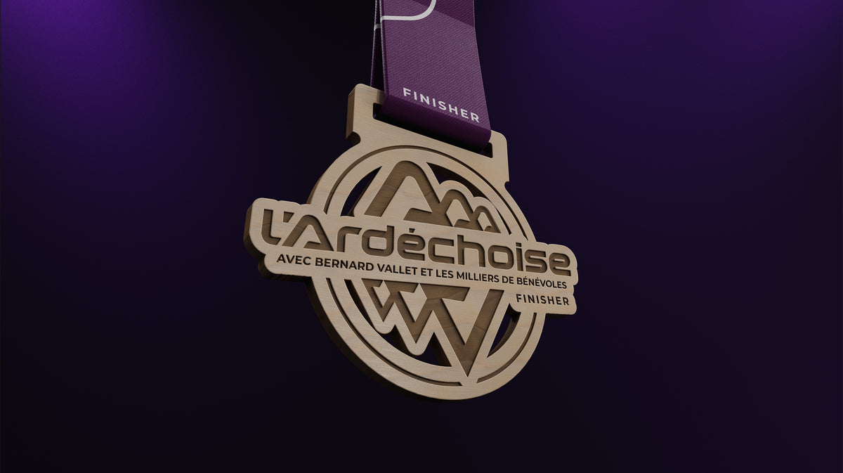 Illustration 3D médaille en bois. 