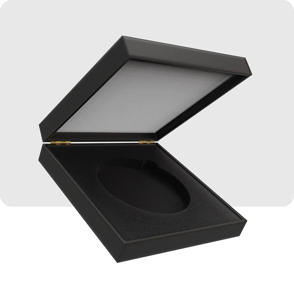 Illustration 3D d'un écrin ouvert vide.