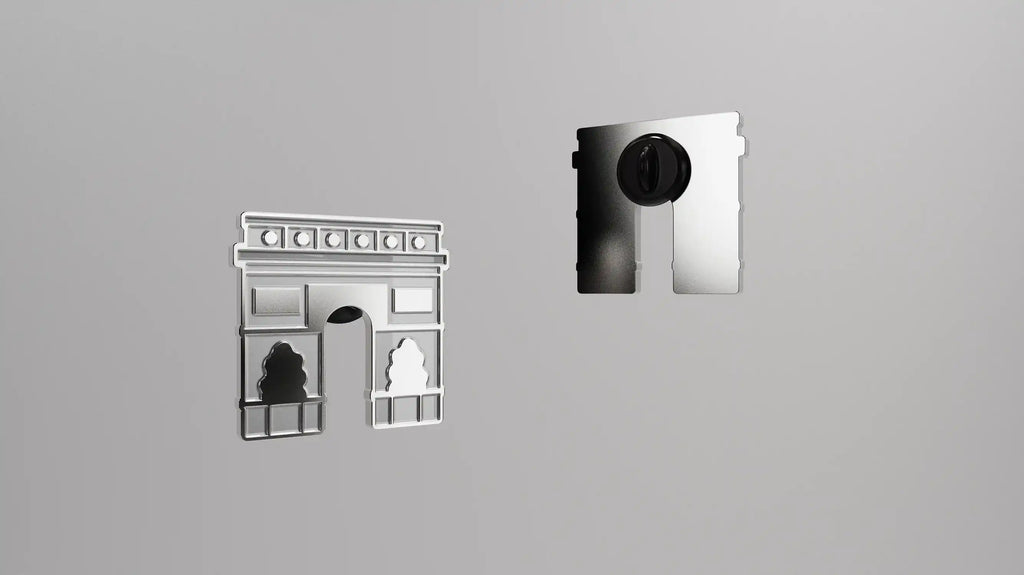 Illustration 3D d'un pins personnalisé de face et de dos.