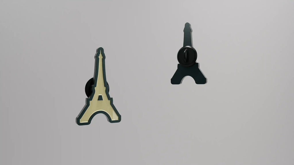 Illustration 3D d'un pins personnalisé de face et de dos.