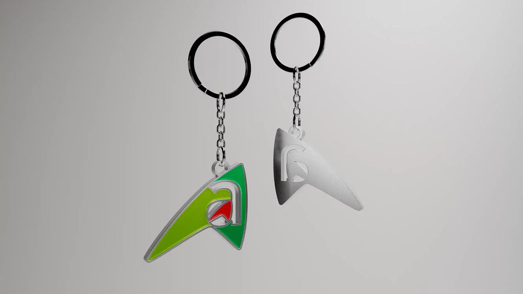 illustration 3D d'un porte clé gravé. 