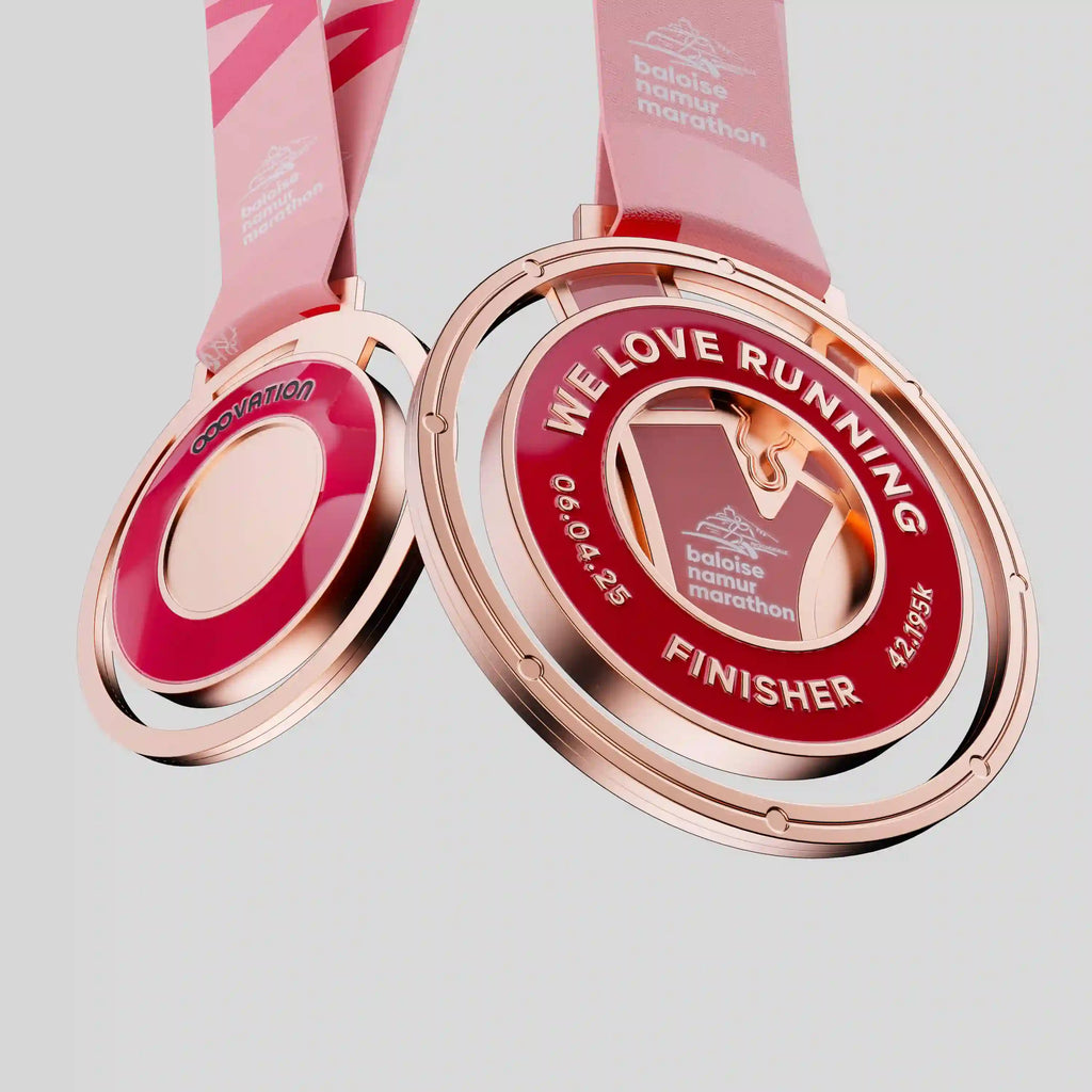 médaille rose pour le marathon de namur