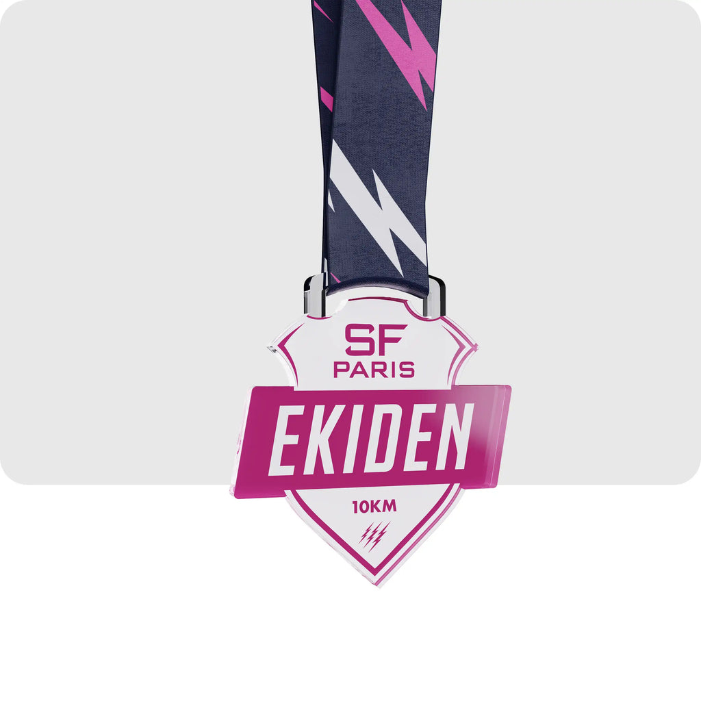 médaille en plexiglass rose pour ekiden