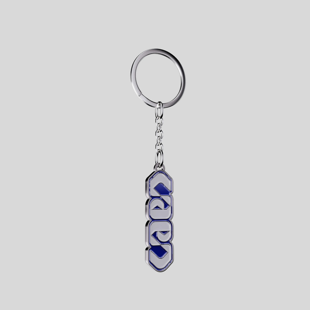 porte clé en métal avec émaillage couleur bleu