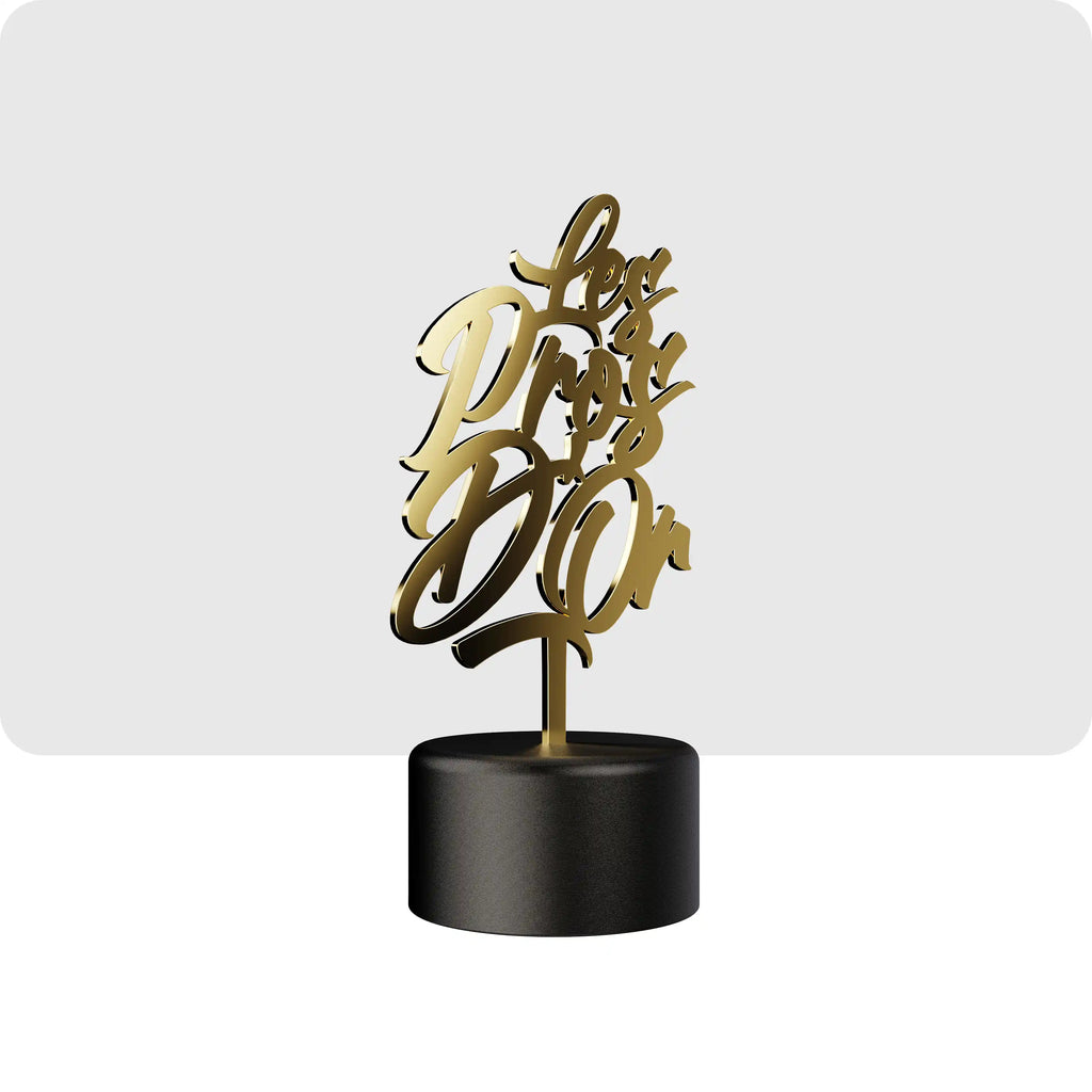 trophée en métal doré Les pros d'or